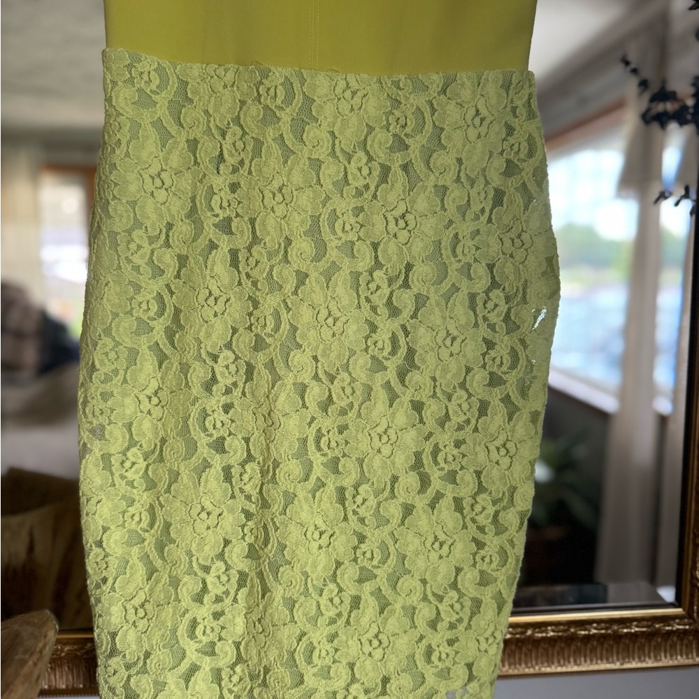 NWT MM Couture Yellow Lace Mini Dress | Palm Beach Resort Chic | Elegant Summer - Picture 7 of 10